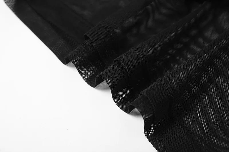 Asymmetrical Cut Out Mesh Crop Top with Sleeves Fairy Grunge  Clothes Transparent Camisole Tank Tops