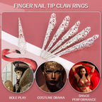 5Pieces Fingertip Claw Nail Ring Decoration Accessory Finger Joint Protector Halloween Cosplay Drama Dance Performance