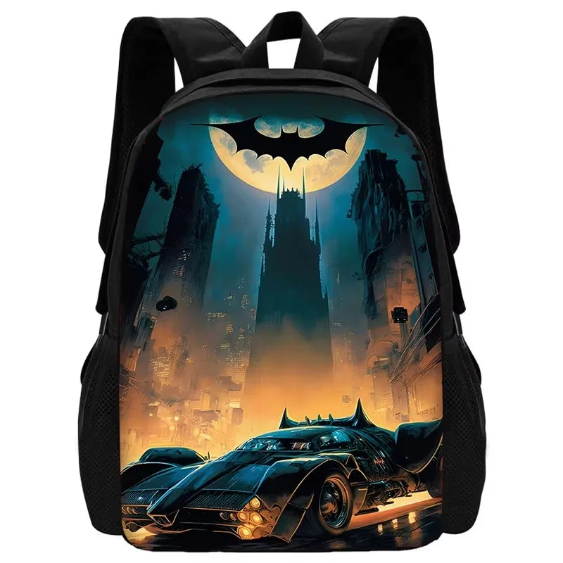 Child Superhero Batmans School Backpack with Lunch Bags ,Pencil Bags ,School Bags for Boys Girls Best Gift