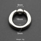 1Pc Large Gauges Stainless Steel CAPTIVE SPRING BEAD RING for Septum Piercing BCR Nose Ring Hoop Expander Earlobe Earrings 00G
