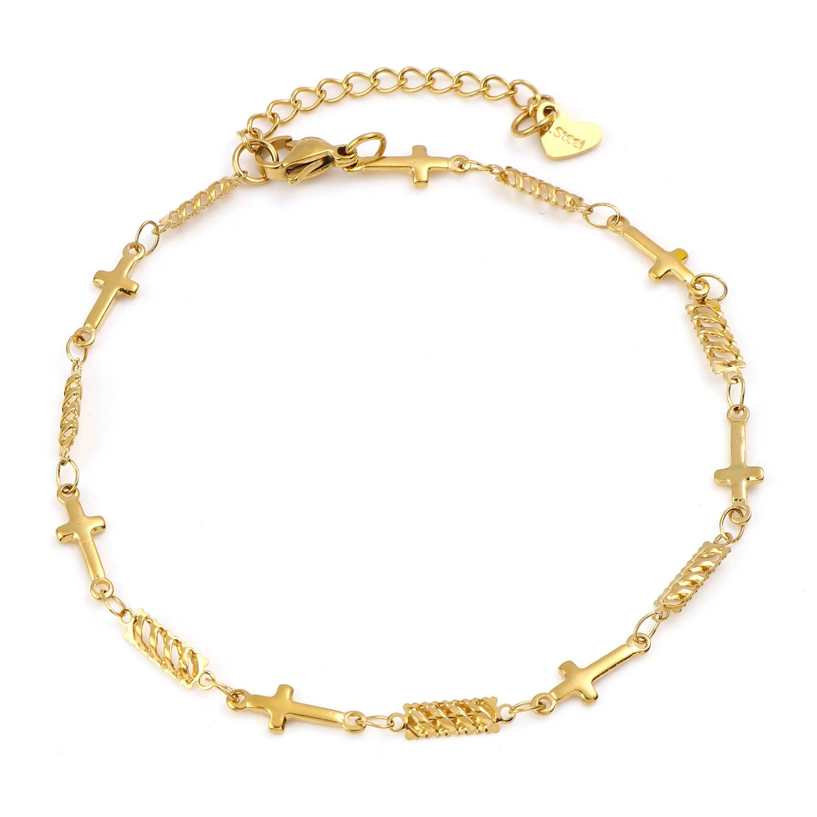 DoreenBeads Stainless Steel Anklet Gold Color For Women Beach Foot Leg Chain Ankle Bracelets Jewelry Gift 22.5cm-23.5cm, 1 Piece