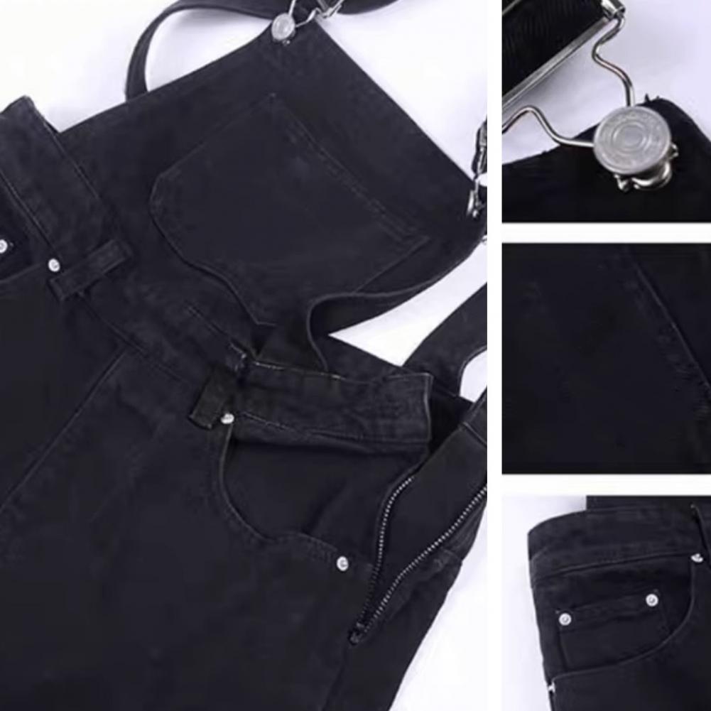 Denim Jumpsuit Summer Women Vintage Preppy Style Pockets Loose Fit High Waist Wide Leg Overalls Streetwear Straight Jeans