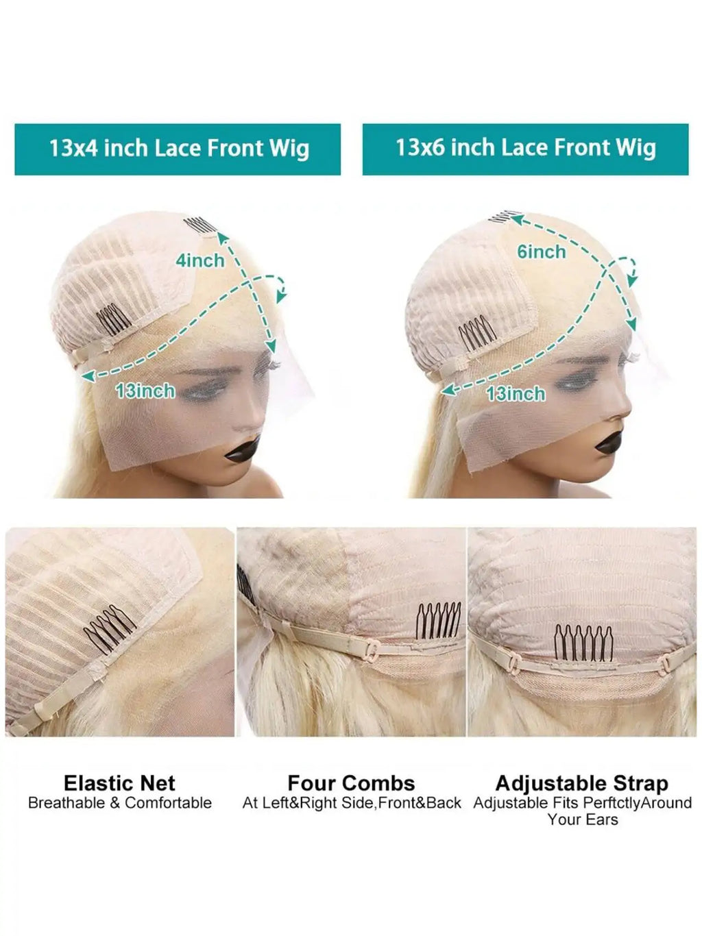 13x6 Lace Front Wig Blonde Wave Synthetic Wigs for Women Daily Party Cosplay Use Heat Resistant Fiber Hair