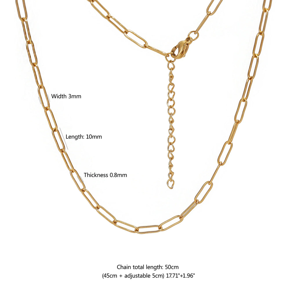 5pcs 45+5cm plated Gold Stainless Steel Link Chains Oval Bulk Necklaces Jewelry Adjustable Chains Wholesale Chokers DIY Crafts