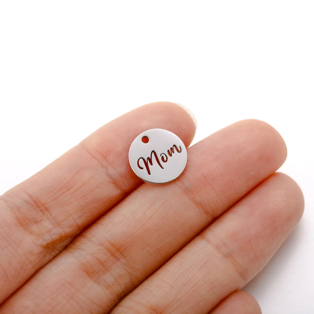 5pcs/Lot Making Mother's Day Unique Gift Pendants Stainless Steel Hollow Mom Letter Charms For Necklace Bracelet Accessories DIY