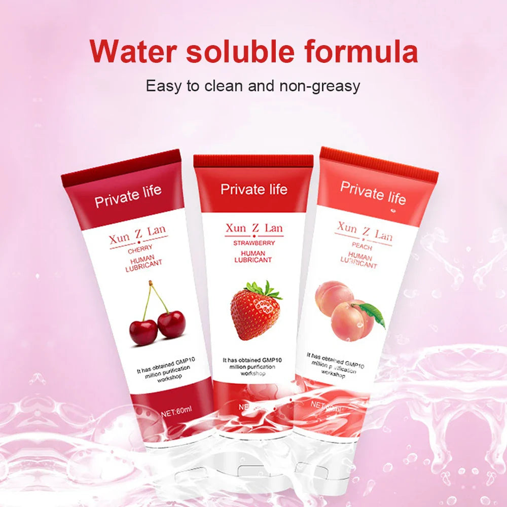 60ml Water-based Sex Lubricant Strawberry Cherry Flavor For Session Relieve Dryness Adults Lube Adult Gel
