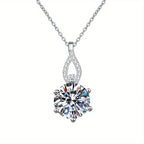 6.5 Carat Simulated Moissanite Pendant Necklace - 12mm D Color VVS1 Round Cut - Unisex Luxury Jewelry Gift for Her, Him, Holiday