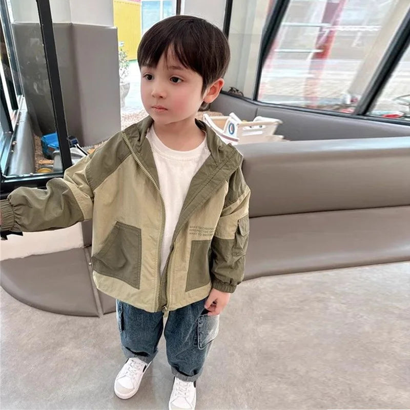 Boys Coat New Spring Autumn Children Jackets Kids Casual Windbreaker Outerwear Teenager Patchwork Fashion Clothing 2-10Y