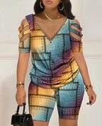 2025 Fashion Sexy Out T Shirt And Shorts 2 Piece Sets Women Outfit Summer Casual Loose Print T Shirts Two Piece Set For Women