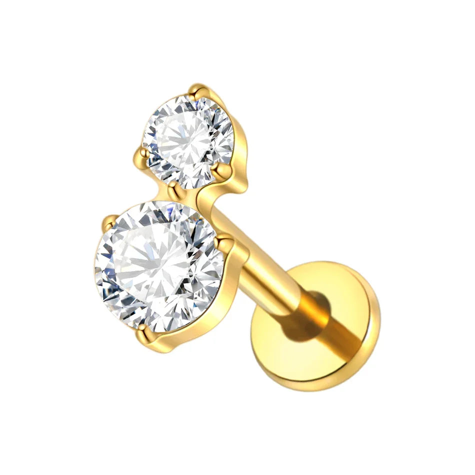 1PC Titanium Zircon Star Flower Labret Piercing for Women Cartilage Tragus Daith Helix Stud Earring Body Jewelry