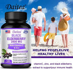Black Elderberry 2800 Mg - with Vitamin C and Zinc, Immune System Support, Antioxidant Supplement, Skin Health Benefits