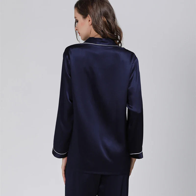 100% Pure Silk Women's Classical Pajama Set Sleepwear Nightgown M L XL YM007