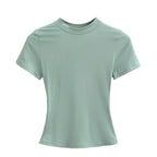 2025 New High Quality Casual T shirt Sexy Slim Short Sleeves Fashion Trend Solid Women Clothing y2k Tops