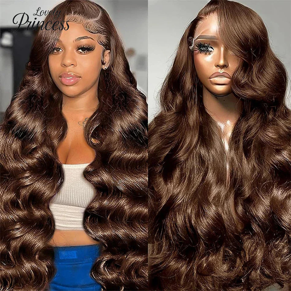 Chocolate Brown Lace Front Wig 13x6 Transparent HD Lace Frontal Wig 100% Colored Body Wave Human Hair Wigs 4x4 5x5 Preplucked