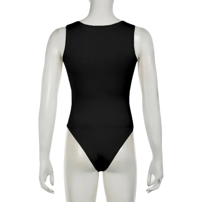 Darlingaga Casual Square Neck Fitness Summer Bodysuit Women Sleeveless Solid Basic One Piece Bodies Sporty Sexy Rompers Outfits