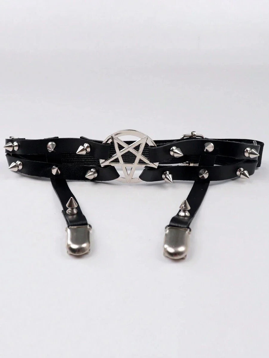 1PC Women Sexy Garter Belt Rivets Leg Ring Rock Pub Punk Pendientes Party Club Sexy Gothic Femmal Suspender