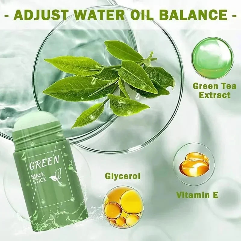 Green Tea Remove Blackhead Solid Mask Dispel Acne Blemish Cleansing Stick Mask Shrink Pores Tighten Whitening Repair Skin Care
