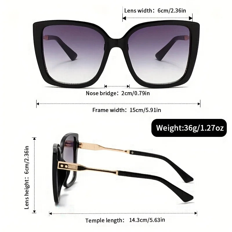 1pc Women's Large Square Frame Fashion Sunglasses - Stylish Gradient Purple Lens with Tortoiseshell Pattern