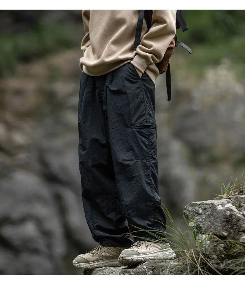 Autumn Cargo Pants Men 2024 100% Nylon Safari Style Solid Double Side Pockets Men Pants Outdoors Tourism Men Clothes