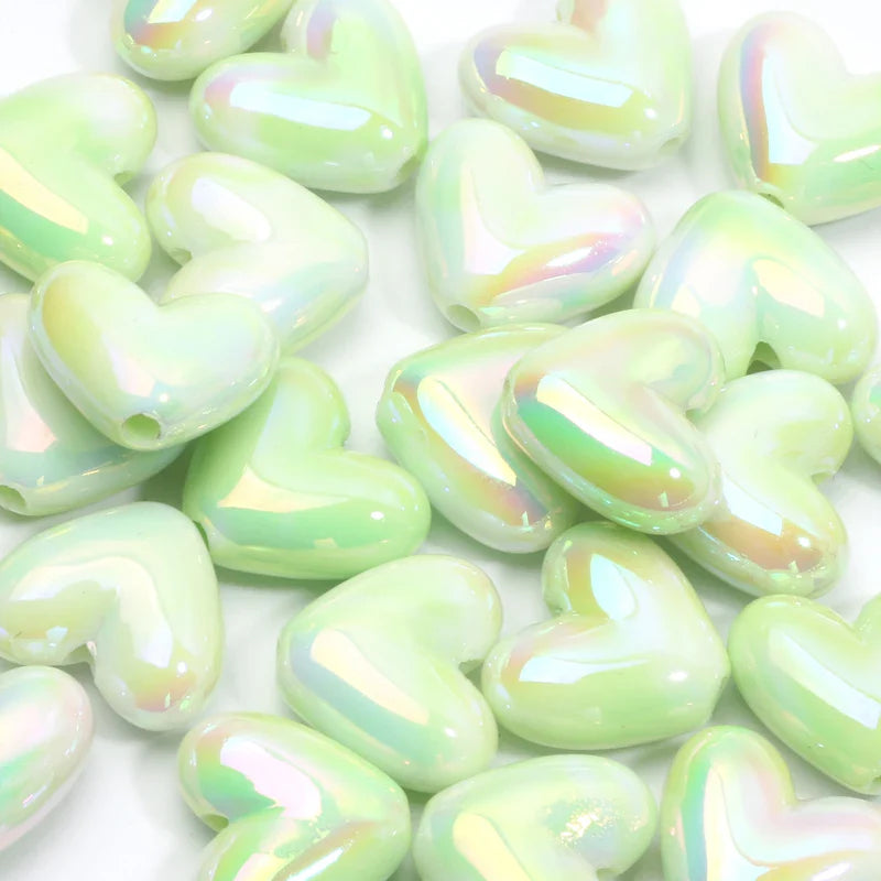 10pcs 15x17mm Macarons ABS Spacer Beads Gradients Heart Acrylic Beads For Diy Jewelry Making Bracelet Necklace Earrings Pendant