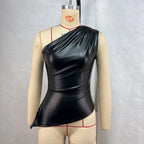 2025 Fall Snd Winter New Pure Color Slim Sleeveless One-Shoulder Slanting Collar Zipper Show Thin Jacket