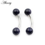 Alisouy 2PCS 14G Stainess Steel 5mm Stone Ball Eyebrow Curved Barbell Lip Ring Snug Daith Helix Earrings Body Piercing Jewelry