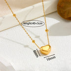 Elegant 3D Heart Pendant Bead Chain Necklace Waterproof Stainless Steel Gold-Plated Fashion Jewelry Birthday Engagement Gifts
