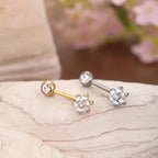1PC Titanium Christina Piercing Flower Vertical Hood Intimate Piercing Gold Color Sexy Belly Rings Surface Jewelry for Men Women