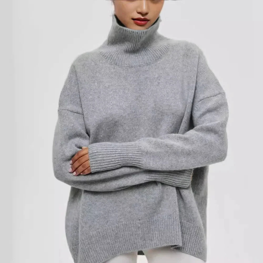 Autumn Winter Casual Fleece Thickened Warm Sweater Women's Turtleneck Solid Sweater Knitting Pullovers Rollneck Slim Fit Top