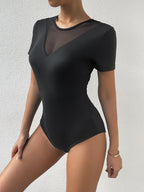 2024 Summer Clothes New Fashion Women's Sexy V-neck Back Butterfly Patchwork Short Sleeved Tight Jumpsuit Rompers