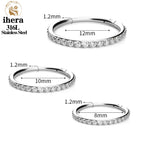 316L Stainless Steel Zircon CZ Hinged Segment Nose Septum Clicker Ring Round Earrings Hoops Ear Tragus Helix Piercing Jewelry