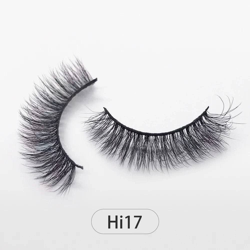 Dropshipping Reuseable Natural Long 12-15mm 3D Faux Mink Lashes Fluffy Volume False Eyelashes Cruelty Free Wispy Makeup Lashes
