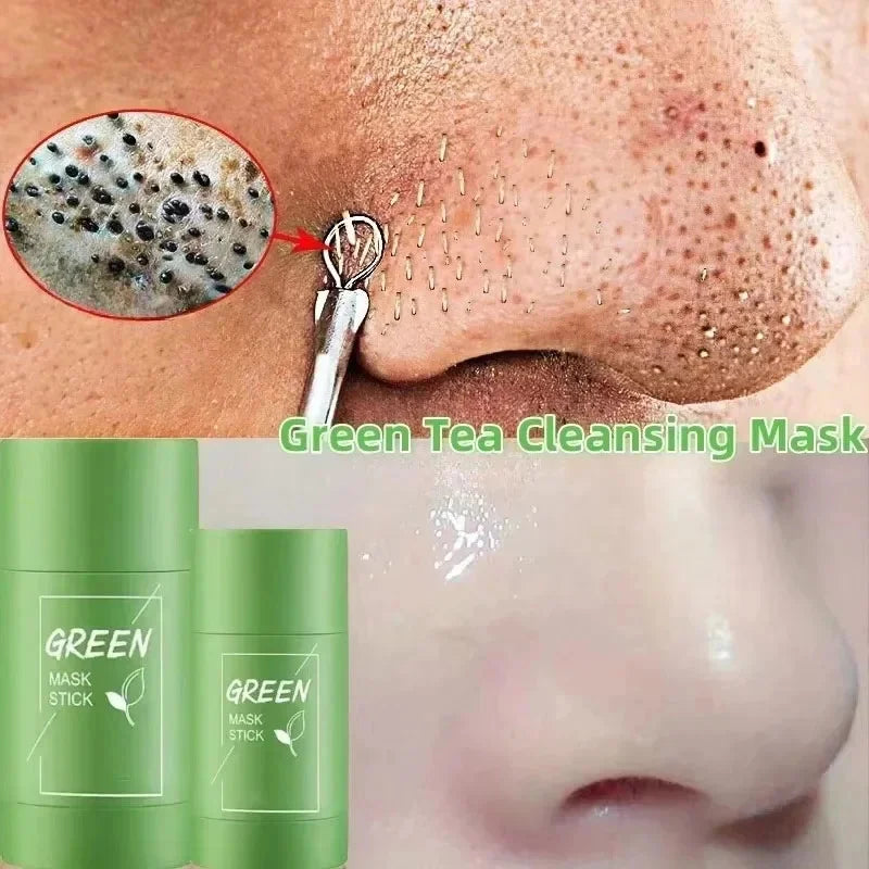 Green Tea Remove Blackhead Solid Mask Dispel Acne Blemish Cleansing Stick Mask Shrink Pores Tighten Whitening Repair Skin Care