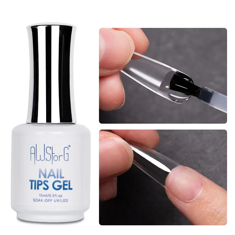 AWStorG15ml 2 IN 1 Crystal Top Coat Transparent Soak Off UV LED Nails Art Manicure Gel Nail Polish Varnishes Primer Function Gel