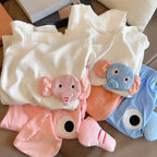 Cartoon 3D Ears Elephant Trunk Pajamas Nose Loose Short Sleeve Sleepwear Funny Couple Pajamas Suit Gifts