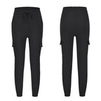 2022 New Solid Jogger Women's Cargo Pants Multi-Pocket Drawstring Elastic Waist Women Sports Pants Streetwear Casual Long Pant