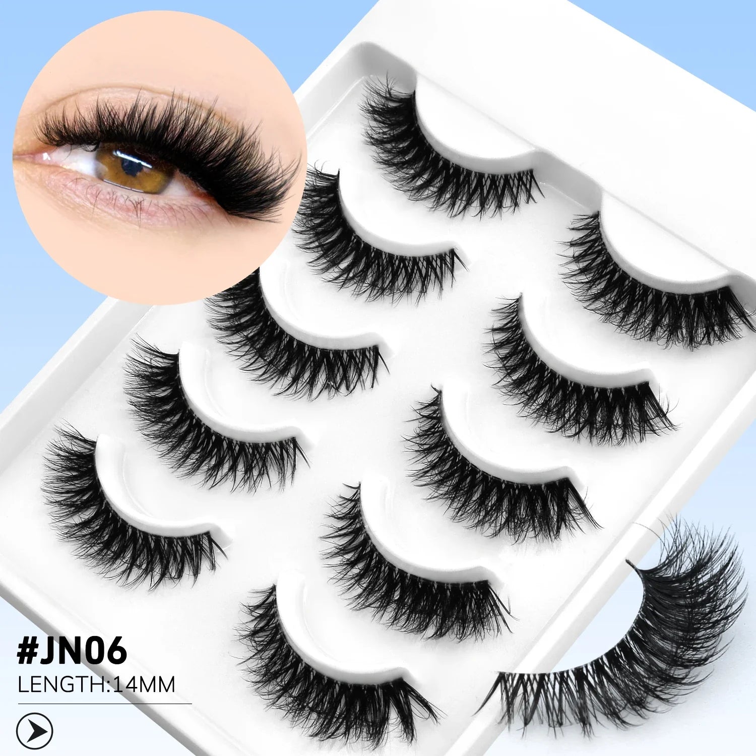 GROINNEYA Cat Eye Lashes Natural Fluffy False Lashes With Winged Ends For Extended Natural Look Soft Clear Stem Lashes Makeup