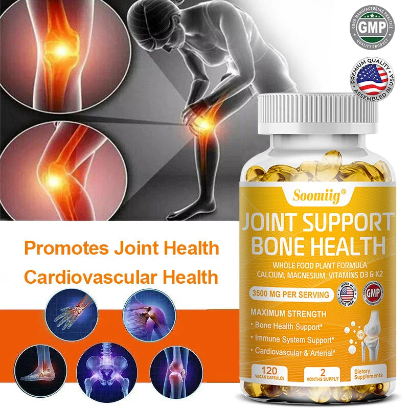 Calcium Magnesium Vitamin D3 & K2 - Supports healthy joint structure, function & comfort, muscle, immunity, bones, non-GMO