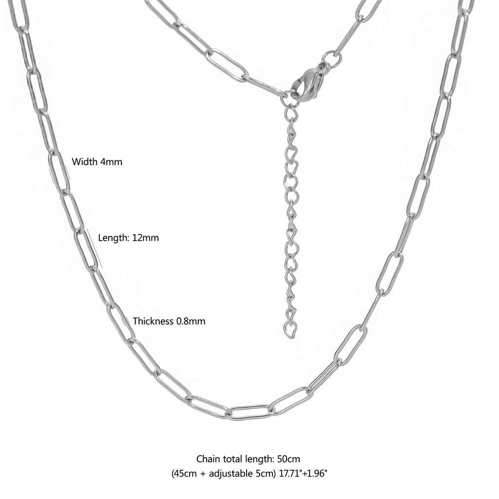 5pcs 45+5cm plated Gold Stainless Steel Link Chains Oval Bulk Necklaces Jewelry Adjustable Chains Wholesale Chokers DIY Crafts