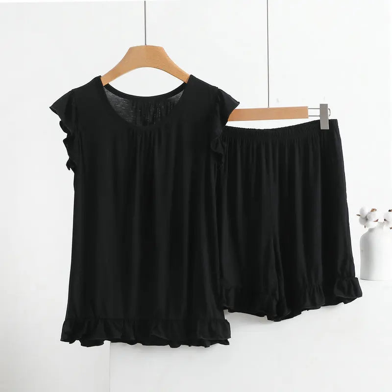 3XL-8XL Women's Pajama Sets New Plus Size Lounge Wear Modal Sleeveless Shirt Shorts Suit Sleepwear Home Clothes Ladies Pijamas