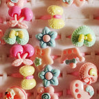 10pcs/lot Children's Cartoon Rings Candy Flower Animal Bow Shape Ring Set Mix Finger Jewellery Rings Kid Girls Toys Anillo
