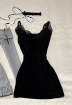 2024 High Street Two Piece Set Gray Slash Neck Long Sleeve Spliced Plested Dresses Y2k Aesthetic Vintage Lace Design Sling Dress