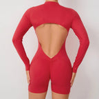 2025 Pad Zipper Long Sleeve Yoga Set Women One Piece Jumpsuit Gym Workout Shorts Fitness Bodysuit Sports Athletic Suit XP358