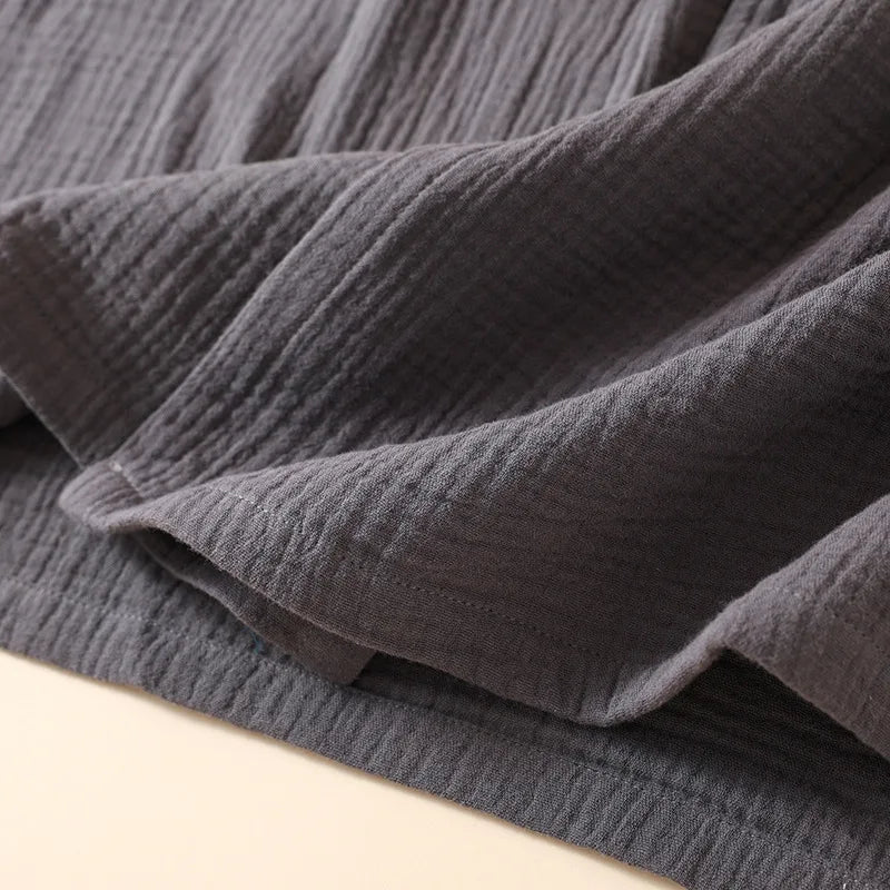 2025 Japanese New Spring/Summer Couple Kimono Robe 100% Cotton Crepe Cloth Men's and Women's Bathrobe Thin Home Sleeping Robe