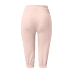 Classic Solid Color Jogging Pants Women Cotton Linen Capris Trousers Bandage Double Pocket Pants Summer Beach Vacation Wear