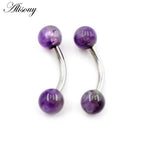 Alisouy 2PCS 14G Stainess Steel 5mm Stone Ball Eyebrow Curved Barbell Lip Ring Snug Daith Helix Earrings Body Piercing Jewelry