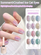 1-3pcs PSK 2025 New Whitening Purple Glass Beads Starry Crystal Nail Art Purple Glass Bead Cat Eye Gel Nail Polish Nail Supplies