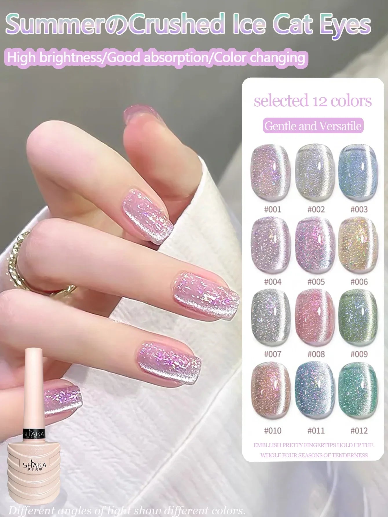 1-3pcs PSK 2025 New Whitening Purple Glass Beads Starry Crystal Nail Art Purple Glass Bead Cat Eye Gel Nail Polish Nail Supplies