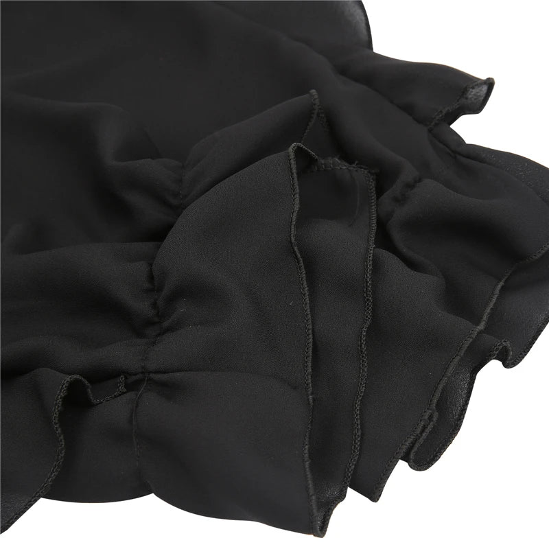 Chiffon Solid Color Shirts Women Loose Ruffled V Neck Long Sleeve Blouses Tops Female 2024 Autumn New Lady Streetwear Top