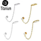 Chain Earring with Labret Ear Stud ASTM G23 Titanium Piercing Nose Ring Cartilage Helix Daith Punk Lip Piercing Body Jewelry 16G